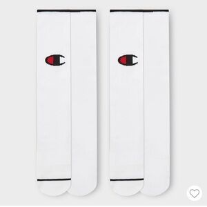 NWT Champion Soccer Performance Over The Calf White Logo Crew Socks Large
